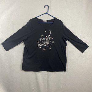 Nicole Miller-Passion for Fashion Top Women size 2X Glam Rhinestones Athleisure